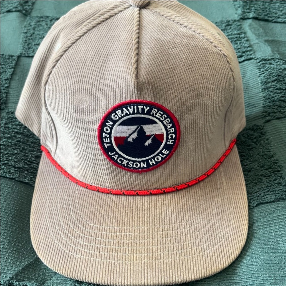 Teton Gravity Research Jackson Hole Gray Corduroy Red Cord SnapBack Hat